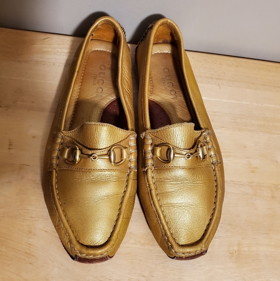 Gucci Shoes - Gucci vintage gold Horsebit Drivers Loafers